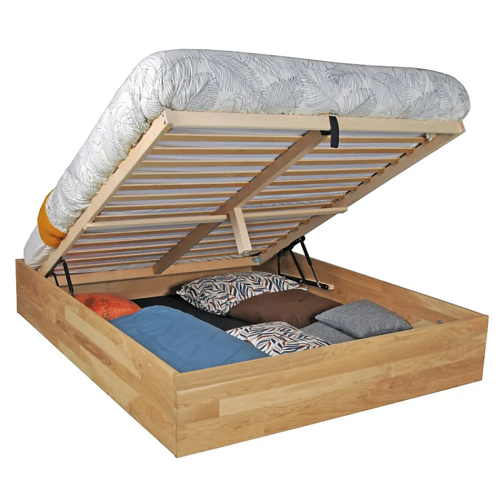 Lit coffre 140x200cm BEN + sommier/ Chêne massif huilé>Weber Industries Outlet