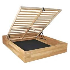 Lit coffre 140x200cm BEN + sommier/ Chêne massif huilé><noscript><img width=