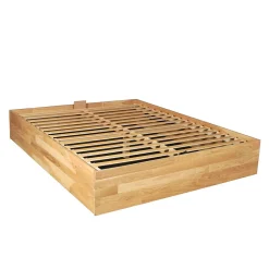 Lit coffre 140x200cm BEN + sommier/ Chêne massif huilé><noscript><img width=
