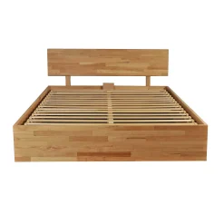 Weber Industries Lit coffre 160x200cm MILO avec tête de lit + sommier/ Chêne massif huilé* Lit Coffre
