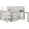 Vente-unique Lit combiné 90 x 200 cm - Avec bureau et rangements - Blanc et naturel - LOUKALA*Enfant Lit Enfant
