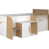 Lit combiné 90 x 200 cm avec bureau et rangements - Coloris : Blanc et naturel - PEDRO>Vente-unique Best