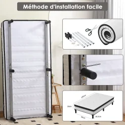 Teeno Lit combiné avec matelas à ressorts et cadre de lit en fer, 18 cm d'épaisseur, 90 x 190 cm, 6 pieds.* Ensemble Sommier Et Matelas