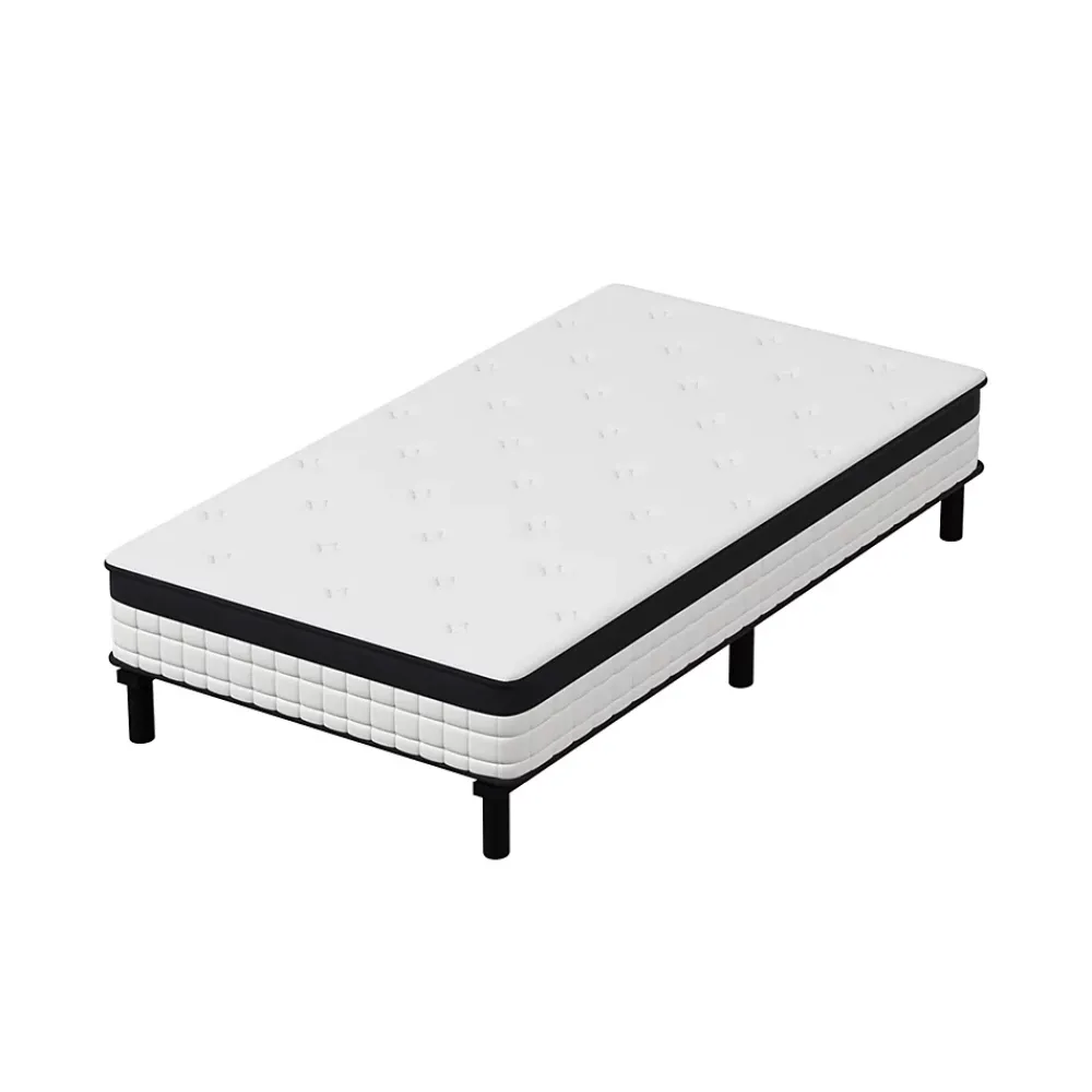 Teeno Lit combiné avec matelas à ressorts et cadre de lit en fer, 18 cm d'épaisseur, 90 x 190 cm, 6 pieds.* Ensemble Sommier Et Matelas