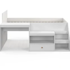 Lit combiné avec sommier, bureau et rangement LEOPOLD 90 x 190 cm blanc><noscript><img width=