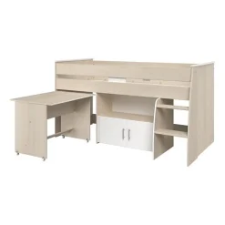 Parisot Lit combiné enfant ZOLA 90x200 cm - 2 portes - Avec bureau - Décor acacia clair et blanc - L 206,3 x H 110 x P 114/183 cm - PA*Enfant Lit Enfant