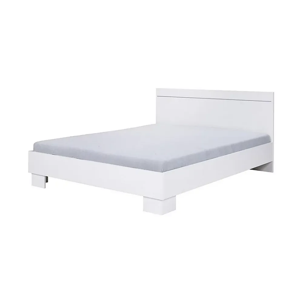 Meublorama Lit COMO 2 places 160x200 cm avec sommier Coloris blanc* Lit Double