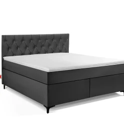 Konsimo Lit continental ARDEA 160x200 cm, tête de lit matelassée en velours, anthracite* Lit Double