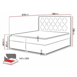 Mobilier1 Lit continental Baltimore 112, Double, Gris, Tissu, Disponible* Ensemble Sommier Et Matelas