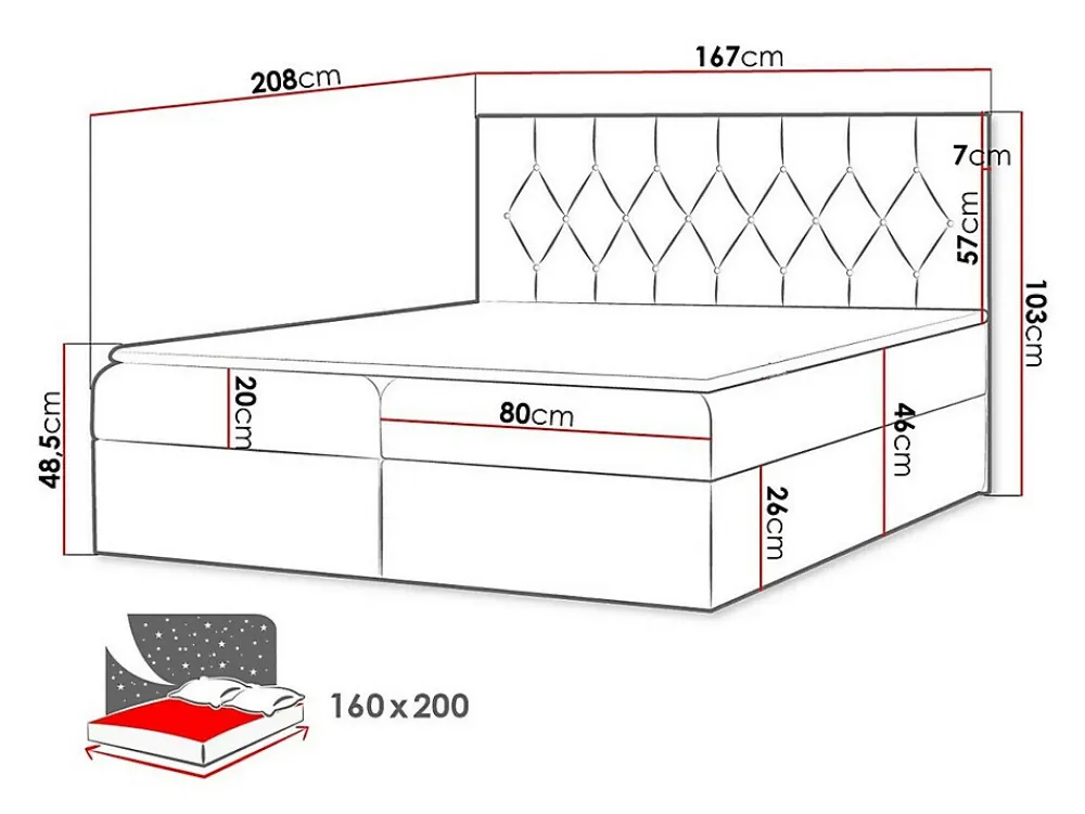 Mobilier1 Lit continental Baltimore 159, Double, Bleu, Tissu, Disponible* Ensemble Sommier Et Matelas