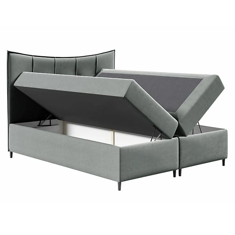Mobilier1 Lit continental Baltimore 178, Unique, Vert, Tissu, Disponible* Ensemble Sommier Et Matelas