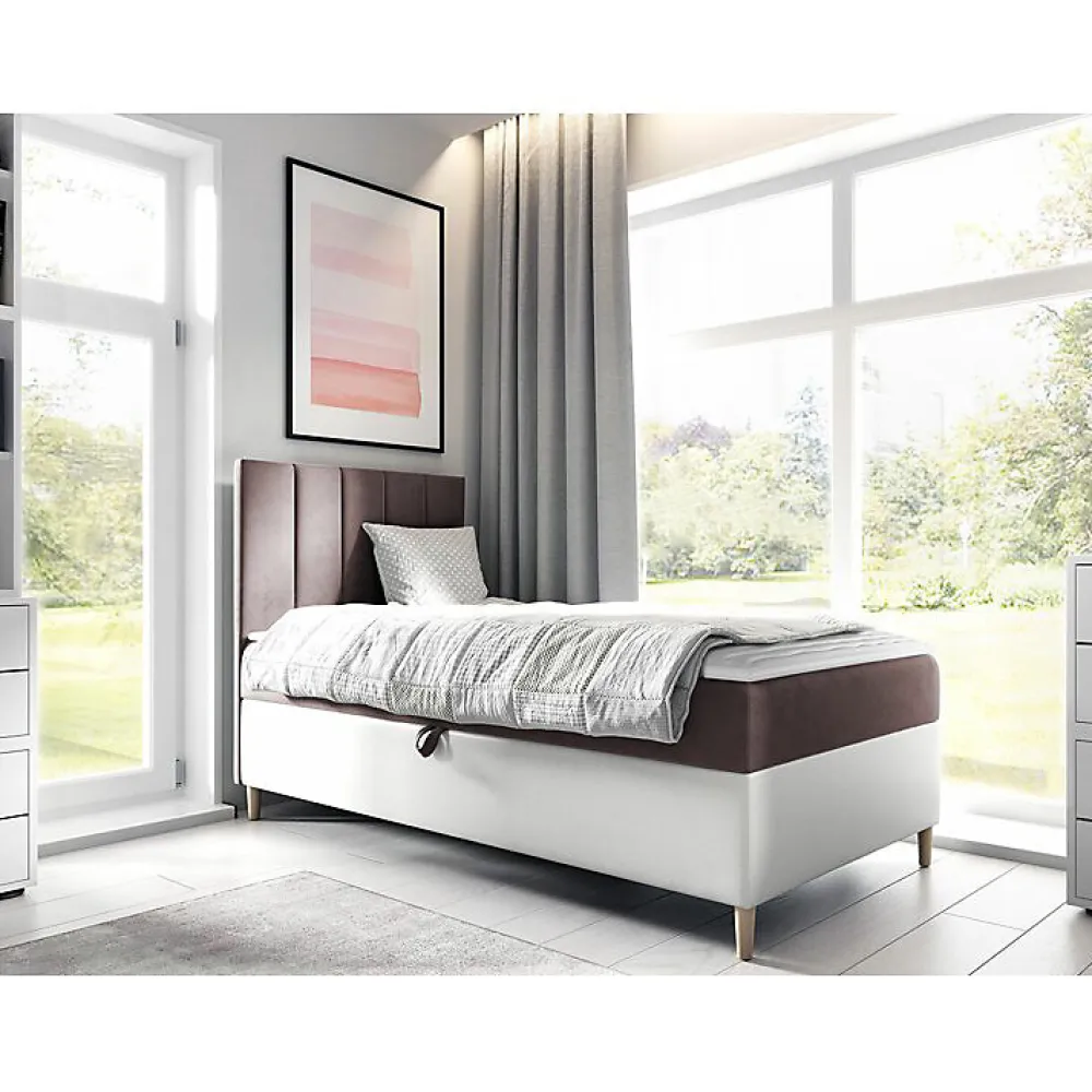 Mobilier1 Lit continental Baltimore 170, Unique, Pourpre, Faux cuir, Disponible* Ensemble Sommier Et Matelas