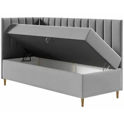 Lit continental Baltimore 164, Unique, Rouge, Faux cuir, Disponible><noscript><img width=