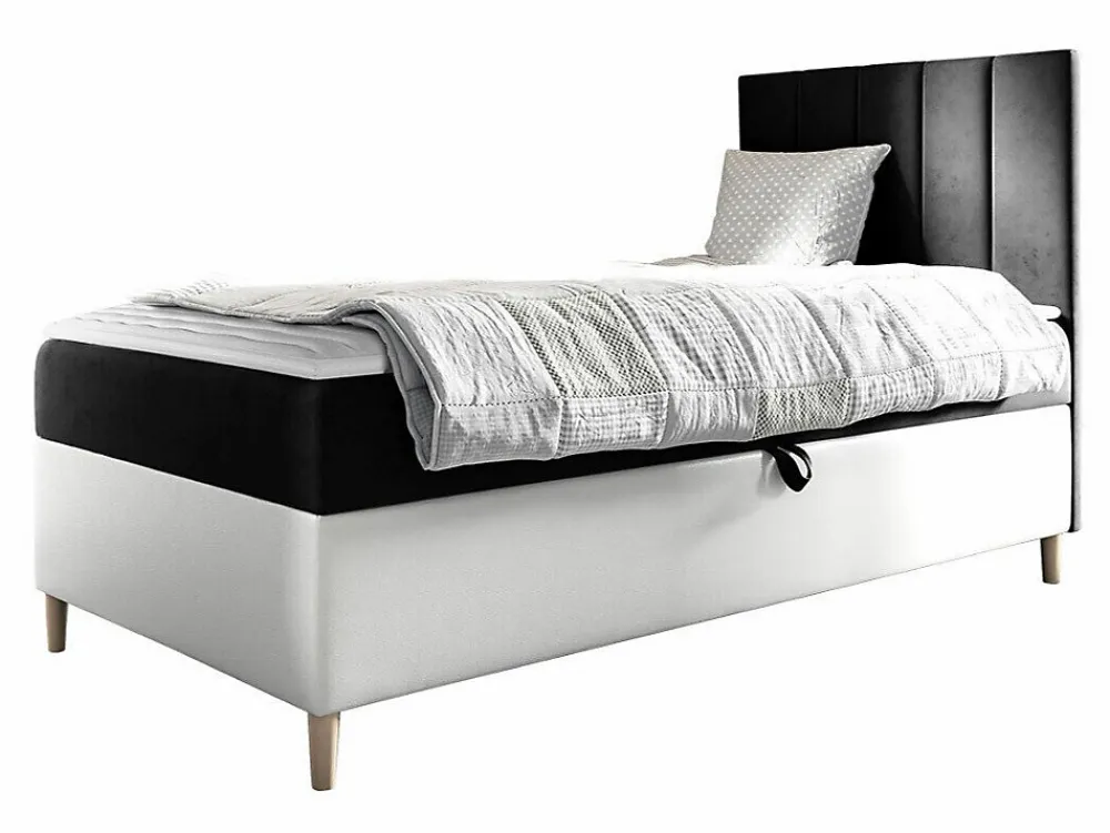 Lit continental Baltimore 170, Unique, Gris, Faux cuir, Disponible>Mobilier1