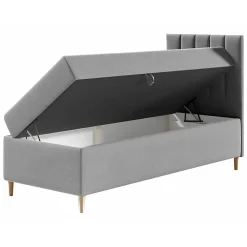Lit continental Baltimore 170, Unique, Gris, Faux cuir, Disponible><noscript><img width=
