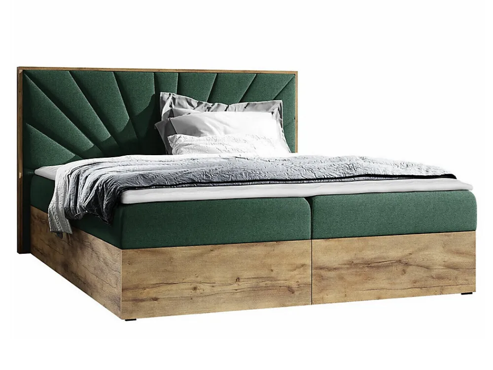 Lit continental Baltimore 191, Double, Vert, Tissu, Disponible>Mobilier1 Outlet