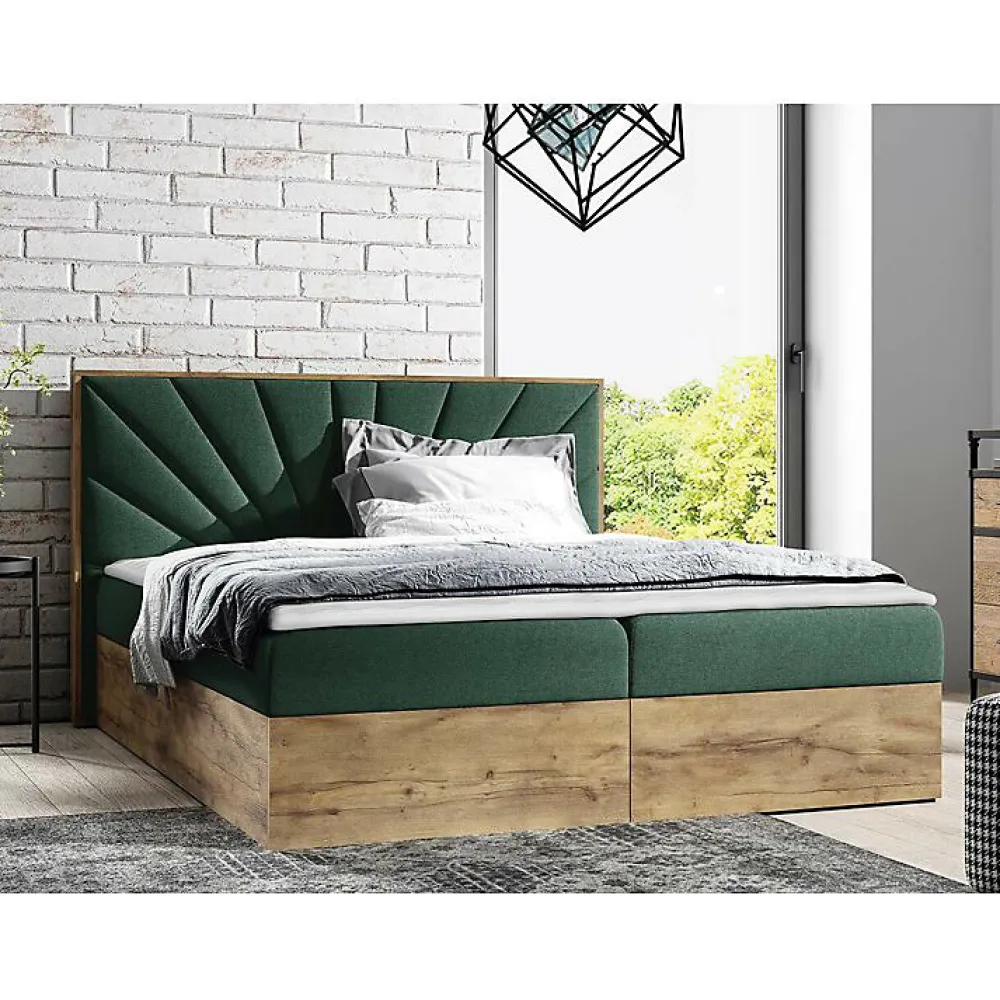 Lit continental Baltimore 191, Double, Vert, Tissu, Disponible>Mobilier1 Outlet