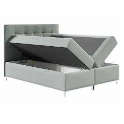 Lit continental Baltimore 185, Unique, Gris, Tissu, Disponible><noscript><img width=