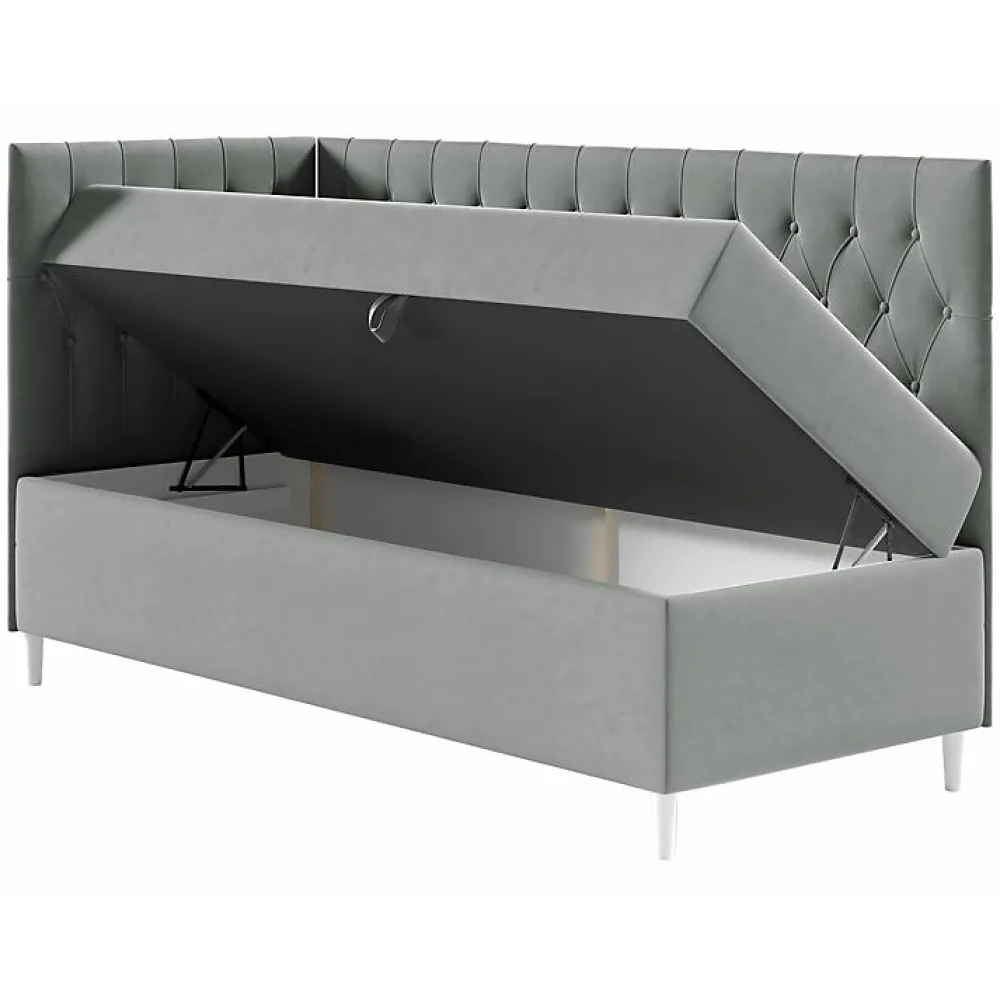 Mobilier1 Lit continental Baltimore 167, Unique, Gris, Faux cuir, Disponible* Ensemble Sommier Et Matelas