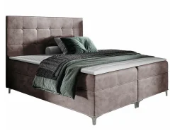 Lit continental Baltimore 185, Double, Marron, Tissu, Disponible>Mobilier1 Outlet