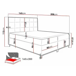 Lit continental Baltimore 185, Double, Marron, Tissu, Disponible><noscript><img width=