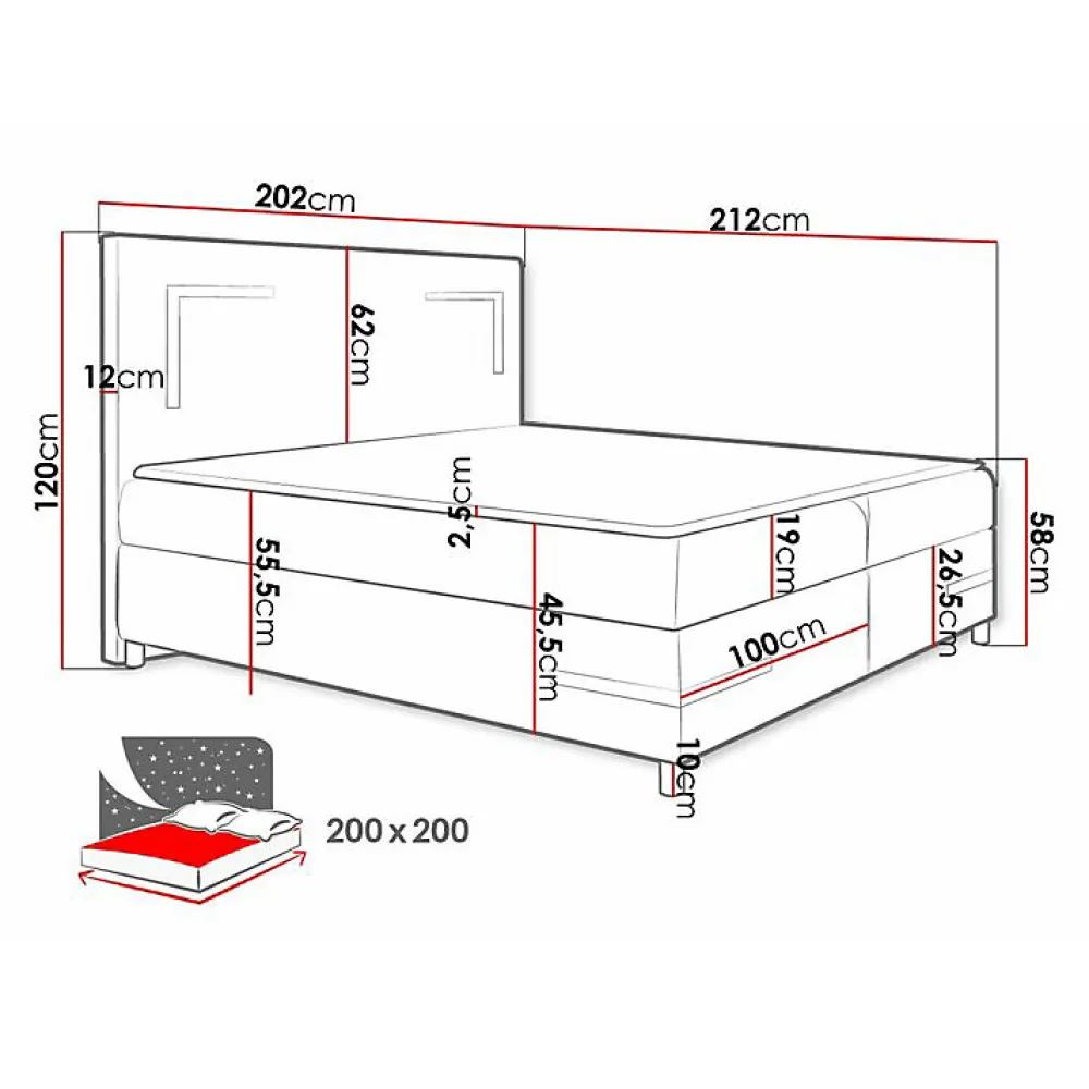 Lit continental Baltimore 173, Double, Jaune, Tissu, Disponible>Mobilier1 Clearance