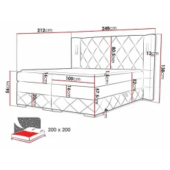 Mobilier1 Lit continental Baltimore 187, Double, Gris, Tissu, Disponible* Ensemble Sommier Et Matelas