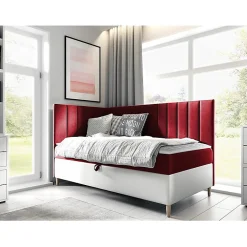 Mobilier1 Lit continental Baltimore 164, Unique, Rouge, Faux cuir, Disponible* Ensemble Sommier Et Matelas
