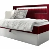 Lit continental Baltimore 168, Unique, Rouge, Faux cuir, Disponible>Mobilier1 Discount