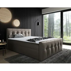 Mobilier1 Lit continental Baltimore 138, Double, Marron, Faux cuir, Disponible* Ensemble Sommier Et Matelas
