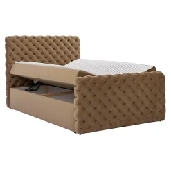 Lit continental Baltimore 186, Double, Noir, Tissu, Disponible><noscript><img width=
