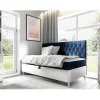Mobilier1 Lit continental Baltimore 166, Unique, Bleu, Faux cuir, Disponible* Ensemble Sommier Et Matelas