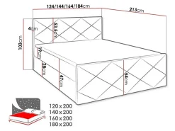 Mobilier1 Lit continental Baltimore 155, Double, Jaune, Tissu, Disponible* Ensemble Sommier Et Matelas