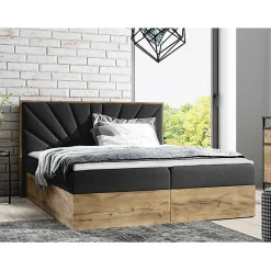 Lit continental Baltimore 191, Double, Noir, Tissu, Disponible>Mobilier1 Best