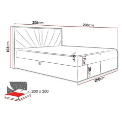 Lit continental Baltimore 191, Double, Noir, Tissu, Disponible><noscript><img width=