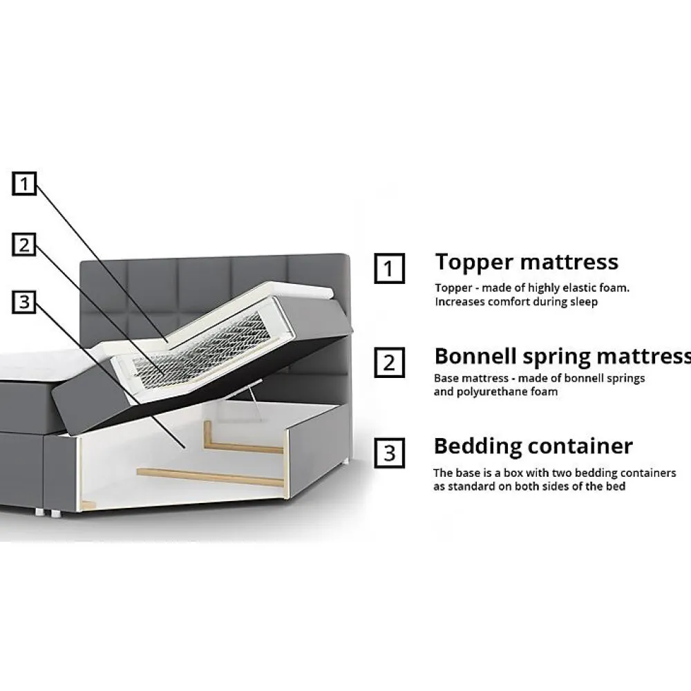 Lit continental Baltimore 154, Double, Brun clair, Faux cuir>Mobilier1 Hot