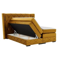 Lit continental Baltimore 187, Unique, Brun clair, Tissu, Disponible><noscript><img width=
