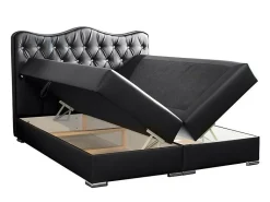 Mobilier1 Lit continental Baltimore 162, Double, Noir, Faux cuir, Disponible* Ensemble Sommier Et Matelas
