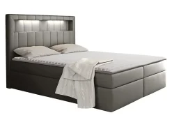 Mobilier1 Lit continental Baltimore 131, Double, Gris, Faux cuir, Disponible* Ensemble Sommier Et Matelas