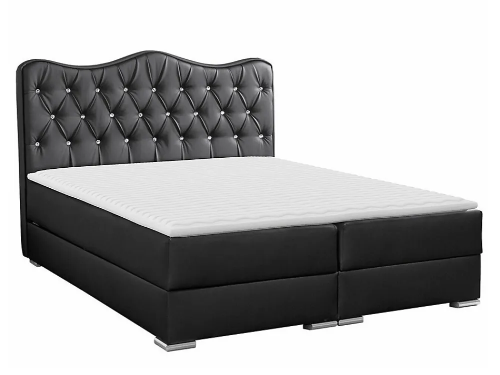 Lit continental Baltimore 162, Double, Gris, Faux cuir, Disponible>Mobilier1 Discount