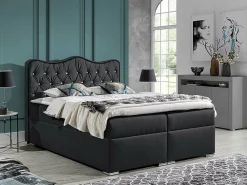 Lit continental Baltimore 162, Double, Gris, Faux cuir, Disponible>Mobilier1 Discount