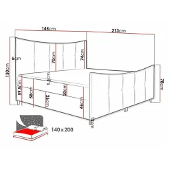 Lit continental Baltimore 177, Double, Jaune, Tissu, Disponible><noscript><img width=