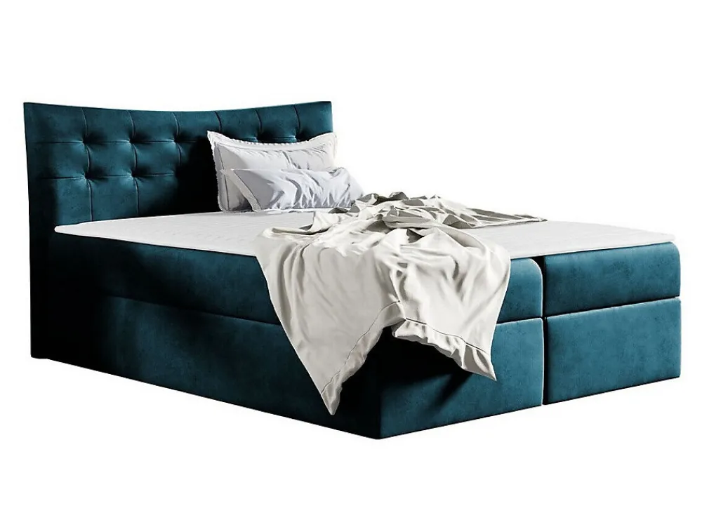 Lit continental Baltimore 157, Double, Turquoise, Tissu, Disponible>Mobilier1 Online