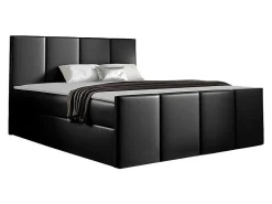 Lit continental Baltimore 154, Double, Noir, Faux cuir, Disponible>Mobilier1 Clearance