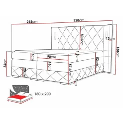 Lit continental Baltimore 187, Double, Marron, Tissu, Disponible><noscript><img width=
