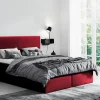 Mobilier1 Lit continental Baltimore 126, Double, Rouge, Tissu, Disponible* Ensemble Sommier Et Matelas