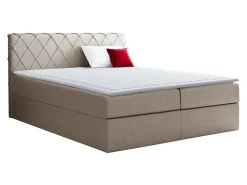 Lit continental Baltimore 127, Double, Brun clair, Tissu, Disponible>Mobilier1 New