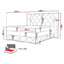 Mobilier1 Lit continental Baltimore 187, Unique, Marron, Tissu, Disponible* Ensemble Sommier Et Matelas