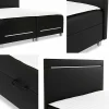 Mobilier1 Lit continental Baltimore 174, Double, Brun clair, Faux cuir* Ensemble Sommier Et Matelas
