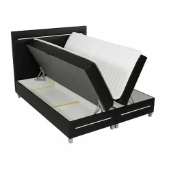 Mobilier1 Lit continental Baltimore 174, Double, Brun clair, Faux cuir* Ensemble Sommier Et Matelas